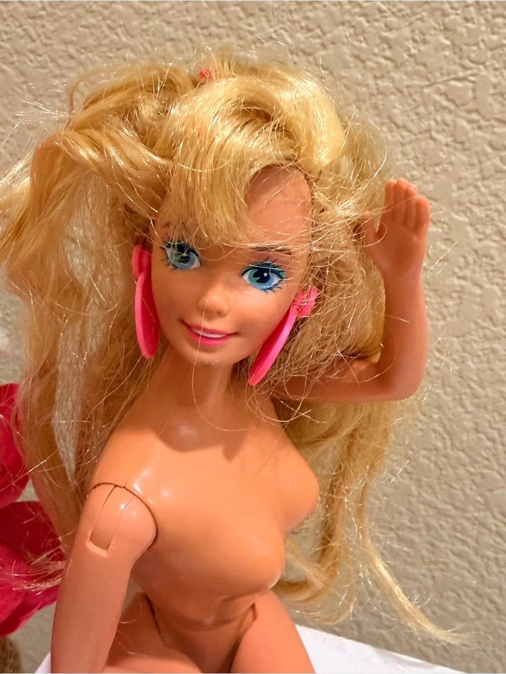 Mattel Blonde Fashion Doll with Pink Earrings